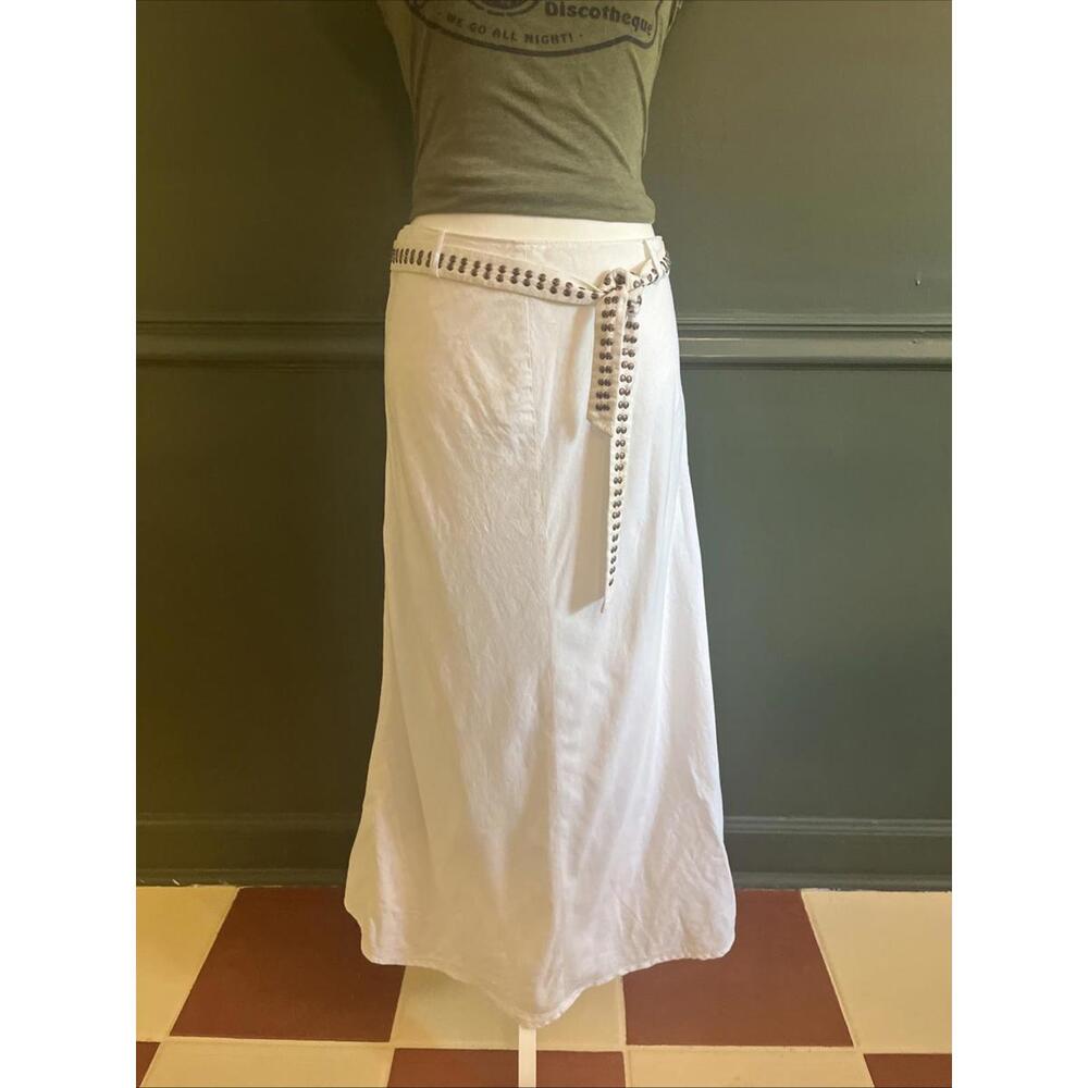 Vtg y2k Old Navy sz 1 Linen Maxi Skirt Coastal Prairie Peasant Boho Cottagecore